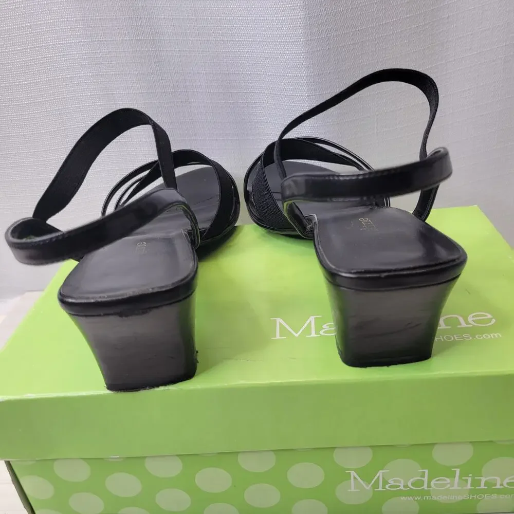 Madeline Stuart Scrabble Black Strappy Heeled Sandals, 9
